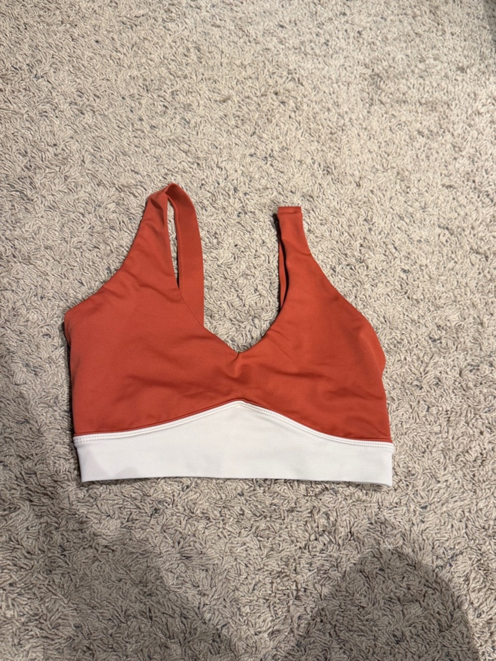 Everyday V-Neck Bralette in Rust with White Band